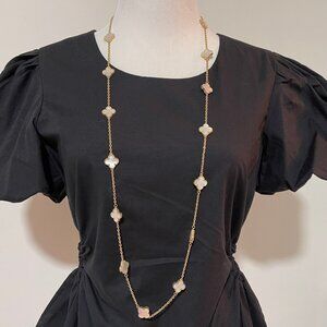 40" INCH , 2 SIDED CLOVER NECKLACE WITH 10 STATIONS OF MOTHER OF PEARL (FAUX)